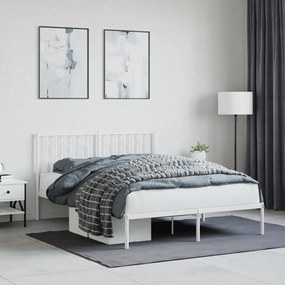 Kovový rám postele s čelom biely 135x190 cm 374485
