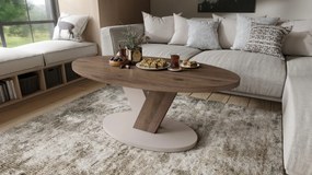 LOVA Orech Elegant/Béž Taupe - OVÁLNY KONFERENČNÝ STOLÍK 110 × 60 cm MODERNÝ KÁVOVÝ STOLÍK