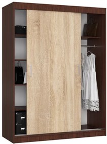 Šatníková skriňa s posuvnými dverami 150 cm CLP mono wenge / sonoma