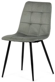 Židle jídelní, zelená látka, čtyřnohá kovová podnož, černý mat