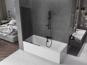 Mexen Velar L, 2-krídlová posuvná vaňová zástena 90 x 150 cm, 8mm šedé sklo, čierna matná, 896-090-003-41-70