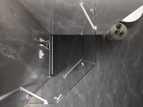 Mexen Lunar, Päťuholníkový sprchový kút Mexen Lunar s výklopným ľavým oknom 80 x 100 cm, 8mm číre sklo, biely profil, 831-080L-100P-01-20-L