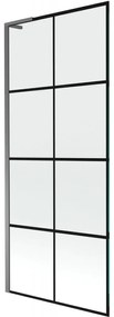 Mexen Next L, 1-krídlová vaňová zástena 80 x 150 cm, 6mm číre sklo-čierny vzor, grafitový profil, 895-080-000-03-77-95