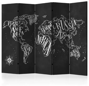 Paraván - Retro Continents (Black) II [Room Dividers] Veľkosť: 225x172, Verzia: Obojstranný