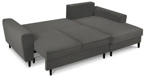 Tmavosivá menčestrová rozkladacia/s úložným priestorom rohová pohovka (pravý roh/s leňoškou) Kyoto – Cosmopolitan Design