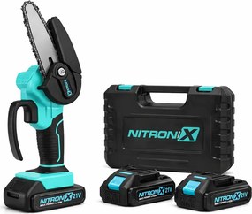 Akumulátorová ručná mini píla NITRONIX 4792 + 2× batéria + 2× lišta + 2× reťaz