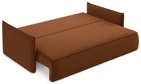 Terakotová zamatová rozkladacia/s úložným priestorom pohovka 225 cm Hula – Makamii
