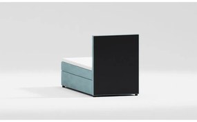 Svetlomodrá čalúnená jednolôžková posteľ s úložným priestorom s roštom 90x200 cm Lena – Ropez