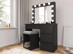 Bestent Toaletný stolík s LED zrkadlom Cleopatra Black