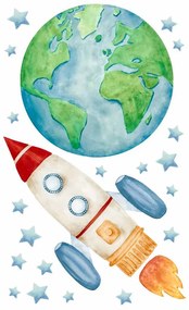 Gario Detská nálepka na stenu Solar system - Zem, astronauti, satelit a rakety