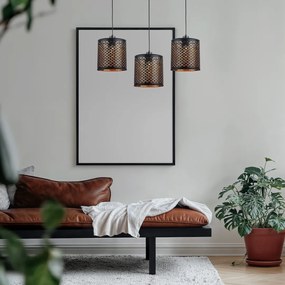 Závesné svietidlo Morgan, 3x plastové/čierne textilné tienidlo, b/g