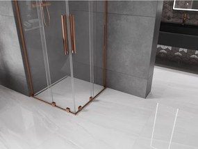 Mexen Velar L Duo, sprchový kút s posuvnými dverami 90 x 90 cm, 8mm číre sklo, ružové zlato, 871-090-090-02-03-60