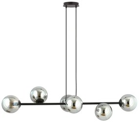 Luster na lanku ROSSI 6xE14/10W/230V čierna/šedá