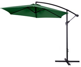 Veľký záhradný slnečník na tyči, skladací, 3 m, 6 rebier, zelený, MultiGarden