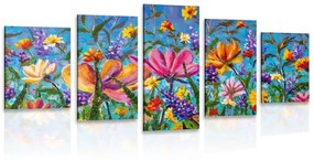 5-dielny obraz farebné kvety na lúke - 200x100