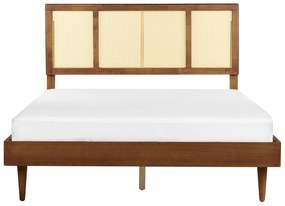 LED drevená posteľ 160 x 200 cm svetlé drevo AURAY Beliani