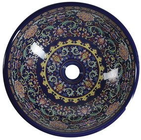 Sapho Sapho, PRIORI keramické umývadlo, priemer 41 cm, 15 cm, fialová s ornamentami, PI022