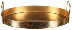 Kovový podnos s uchami, priemer 25 cm, okrúhly,zlatý