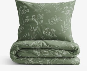 Goldea bavlnené posteľné obliečky - bylinkové lístky 140 x 200 a 70 x 90 cm