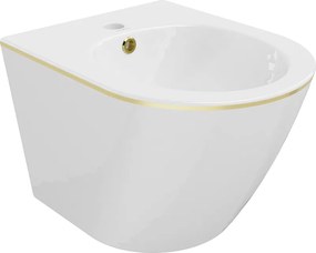 Mexen Lena, závesný bidet 480x370x325 mm, biela - zlatý okraj, 35224805