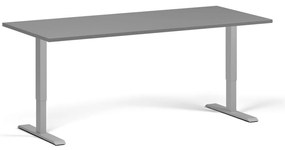 Výškovo nastaviteľný stôl, 180x80 cm, 1 motor, sivá podnož, grafit