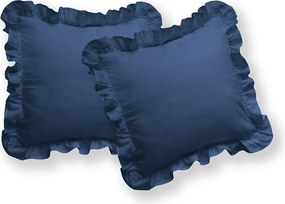 Detexpol Bavlnené obliečky na vankúš s volánom 40x40 cm - Denim - sada 2 ks