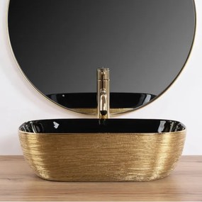 REA-U8780 - Umývadlo na dosku BELINDA 33x46,5 cm keramika/čierna/zlatá