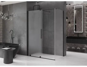 Mexen Velar, sprchový kút s posuvnými dverami 160 x 70 cm, 8mm sklo námraza, čierna matná, 871-160-070-31-70