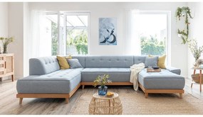 Svetlomodrá rozkladacia pohovka do "U" Miuform Dazzling Daisy, ľavý roh