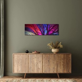 Abstraktný obraz stromu (s hodinami) (90x30 cm)