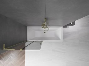 Mexen Velar L, 2-krídlová posuvná vaňová zástena 80 x 150 cm, 8mm šedé sklo, zlatá matná, 896-080-003-41-55