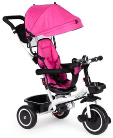 Ružová detská trojkolka  - 360 stupňové otočné sedadlo