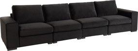 Čierna 2-miestna zamatová pohovka Nalmi black - 212*98*86cm