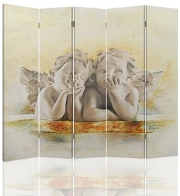 Ozdobný paraván, Dva andělé - 180x170 cm, päťdielny, obojstranný paraván 360°