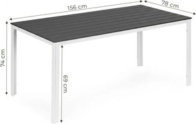 Veľký záhradný stôl v sivej farbe s bielymi nohami