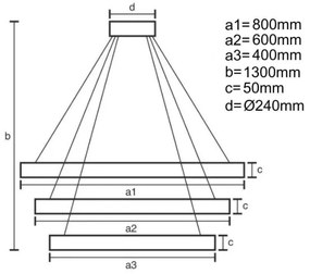 LED Stmievateľný luster na lanku LED/250W/230V 3000-6500K + diaľkové ovládanie