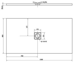 Polysan Polysan, FLEXIA sprchová vanička z liateho mramoru s možnosťou úpravy rozmeru 150x80x3cm, 72901