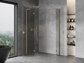 Mexen Mist-H L Duo, 2-krídlový sprchový kút 110 x 80 cm, číre sklo, zlatý lesklý profil, 8A5L-110L-080P-50-00