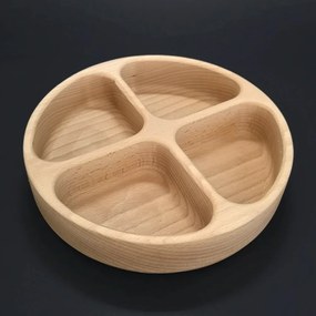 AMADEA Drevená miska guľatá, delená, masívne drevo, 20x4,5 cm