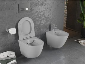 Mexen Lena WC misa Rimless s WC doskou slim, duroplast, svetlo-šedá matná, 30224061