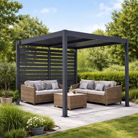 Bočná zástena na bioklimatickú pergolu BestBerg BBP-B1CG / 279,4 × 218 cm / sivá