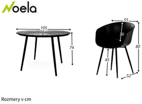 Noela Záhradný jedálenský set Wilder + 4x stolička Rikke