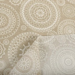 Biante Dekoračný záves Leona LN-170 Biele mandaly na režnom 130x200 cm