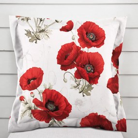 Biante Bavlnená obliečka na vankúš s lemom Sandra SA-632 Vlčie maky na bielom 60 x 60 cm