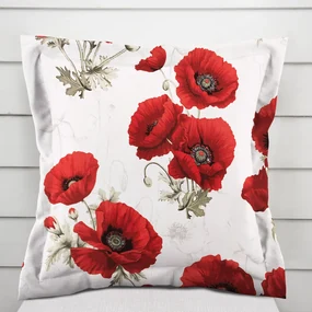 Biante Bavlnená obliečka na vankúš s lemom Sandra SA-632 Vlčie maky na bielom 60 x 60 cm