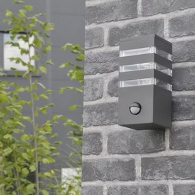 Vonkajšie nástenné svietidlo so senzorom TEKSAS 1xE27/12W/230V IP44 antracit