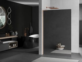 Mexen Kioto L, sprchová zástena Walk-In 90 x 200 cm, 8mm sklo vzor zrkadlo, medený matný profil, 800-090-103-65-50
