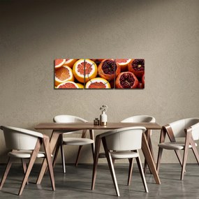 Obraz pomarančov a granátových jabĺk (s hodinami) (90x30 cm)