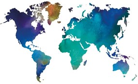 Samolepiaca tapeta farebná mapa sveta v akvarelovom prevedení - 375x250