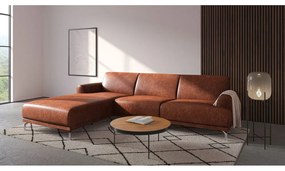 Červenohnedá kožená rohová pohovka MESONICA Puzo, ľavý roh